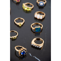 Chérie Goldplated Ring Square Blue