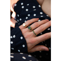 Chérie Goldplated Ring Rectangle Green Black