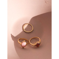 Chérie Goldplated Ring Ovaal Marmer Licht Roze