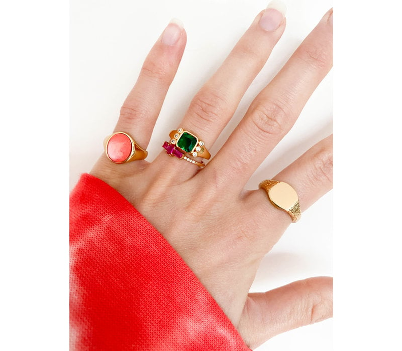 Chérie Goldplated Ring Vierkant Groen Transparant