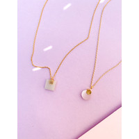 Galaxy Goldplated Ketting Pastel Rose Quartz Moon