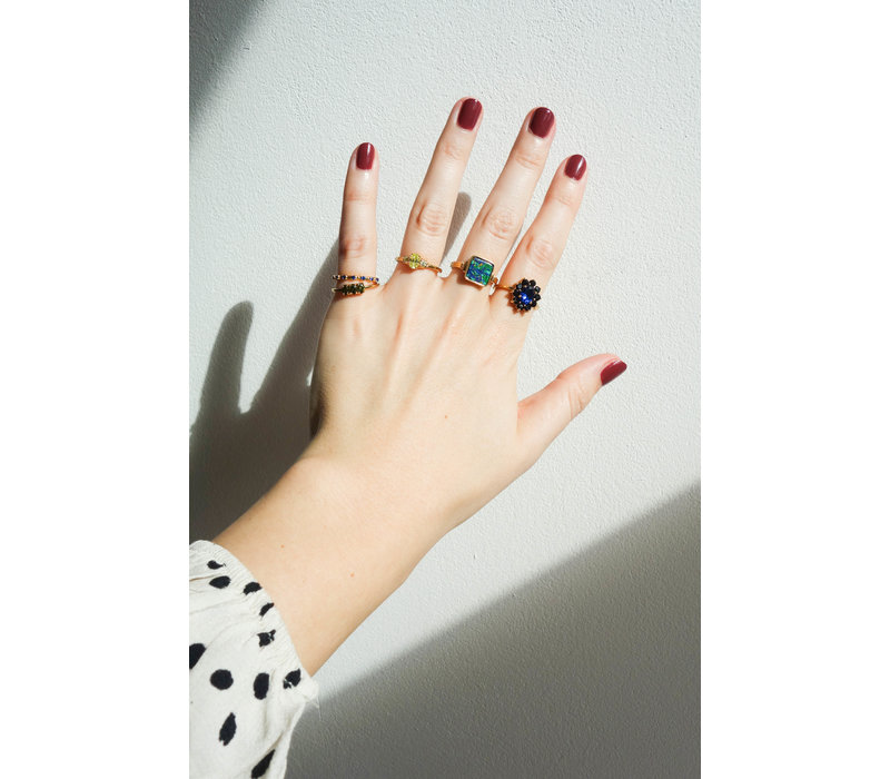 Chérie Goldplated Ring Square Blue