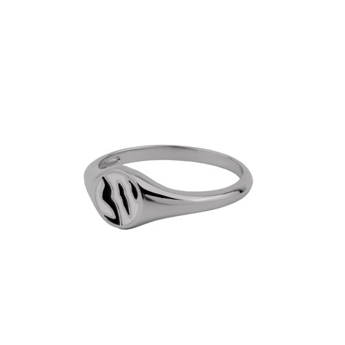 Vivid Silverplated Ring Signet Zebra Zwart Wit 