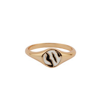 Vivid Goldplated Ring Signet Zebra Zwart Wit