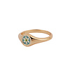 Vivid Goldplated Ring Signet Daisy Blauw Groen Wit