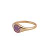 Vivid Goldplated Ring Signet Smiley Paars