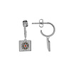 Vivid Silverplated Oorbel Rechthoek Bloem Groen Paars Roze