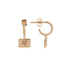 Vivid Goldplated Earring Rectangle Rose Pink Green