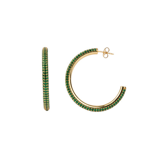 Aimé Goldplated Hoop Rond Emerald Groen Large 