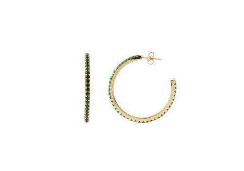 All the Luck in the World Aimé Goldplated Hoop Kleine Steen Emerald Groen Large