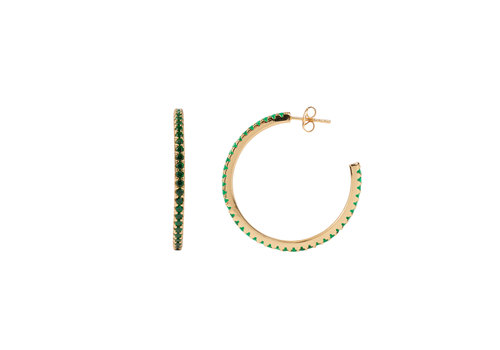 All the Luck in the World Aimé Goldplated Hoop Little Gem Emerald Green Large