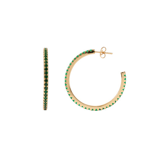 Aimé Goldplated Hoop Kleine Steen Emerald Groen Large 