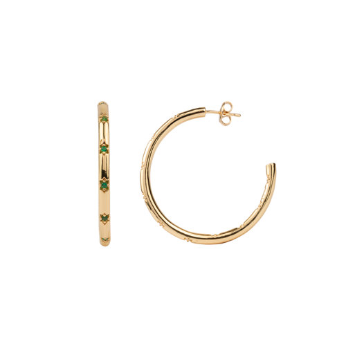 Aimé Goldplated Hoop Ster Emerald Groen Large 