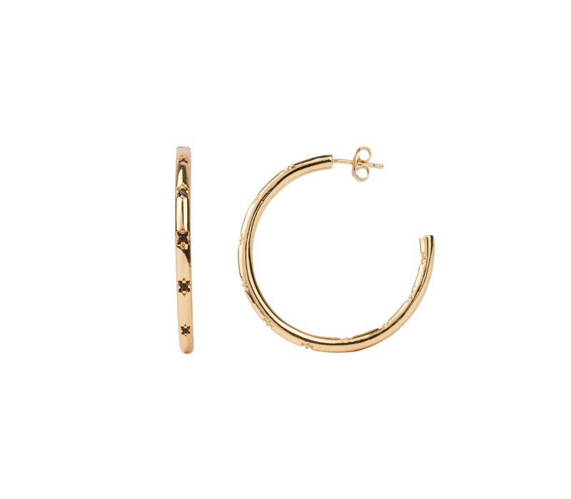 Aimé Goldplated Hoop Ster Zwart Large