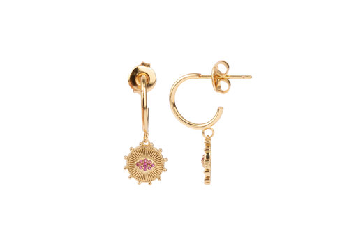 All the Luck in the World Aimé Goldplated Earring Circle Pink Eye
