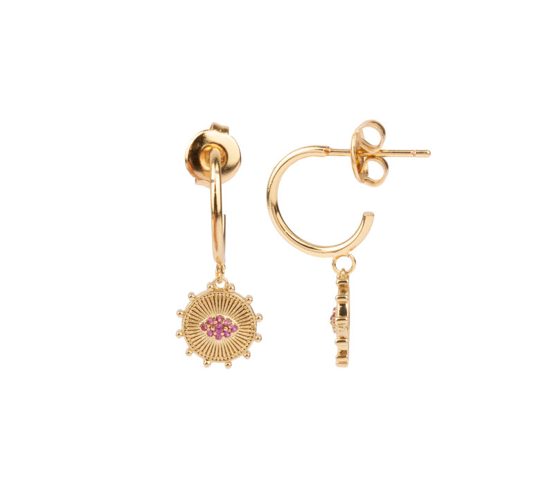 Aimé Goldplated Earring Circle Pink Eye