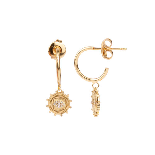 Aimé Goldplated Earring Circle Clear Eye 