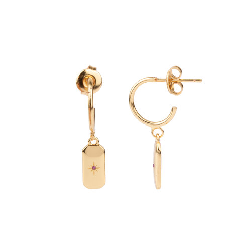 Aimé Goldplated Earring Rectangle Star Pink 