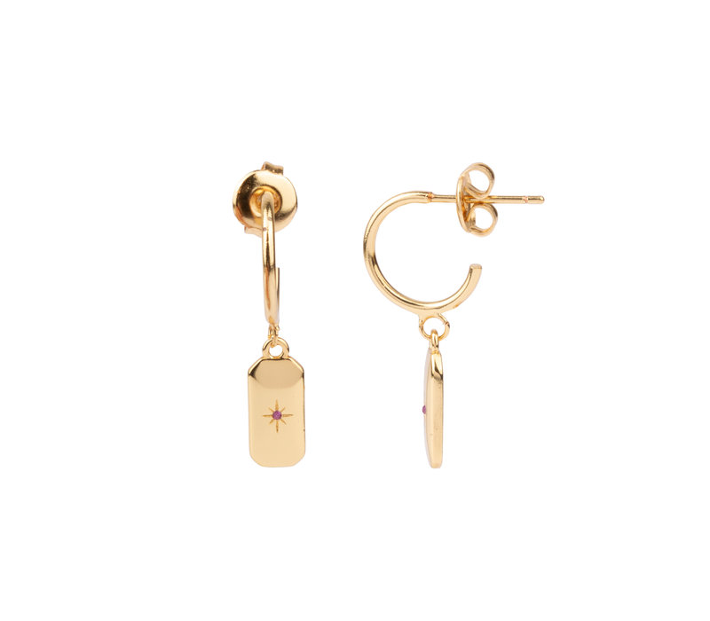 Aimé Goldplated Earring Rectangle Star Pink