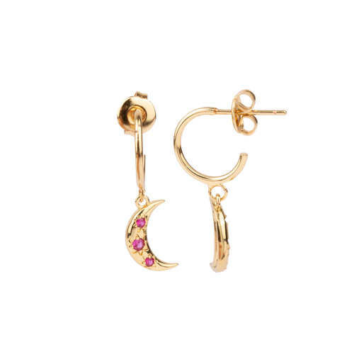 Aimé Goldplated Earring Moon Star Pink 