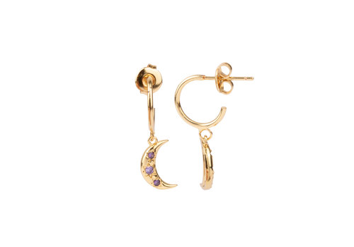 All the Luck in the World Aimé Goldplated Earring Moon Star Lilac