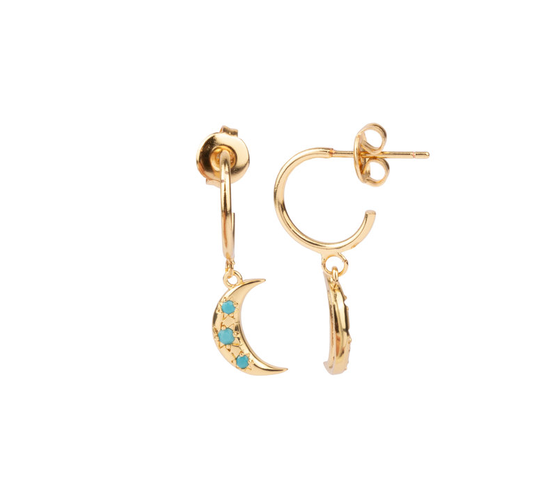 Aimé Goldplated Earring Moon Star Turquoise