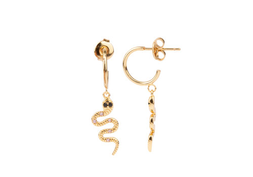 All the Luck in the World Aimé Goldplated Earring Snake Lilac Black
