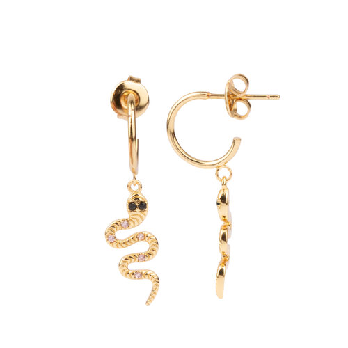 Aimé Goldplated Earring Snake Lilac Black 