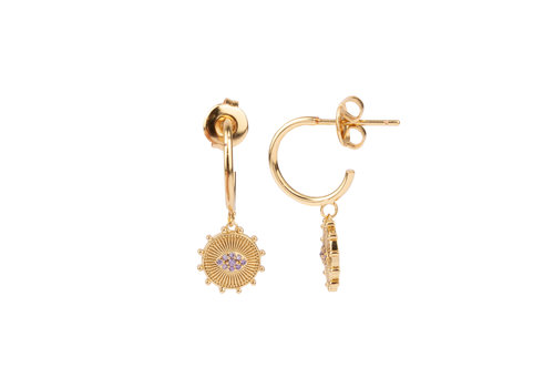 All the Luck in the World Aimé Goldplated Earring Circle Lilac Eye