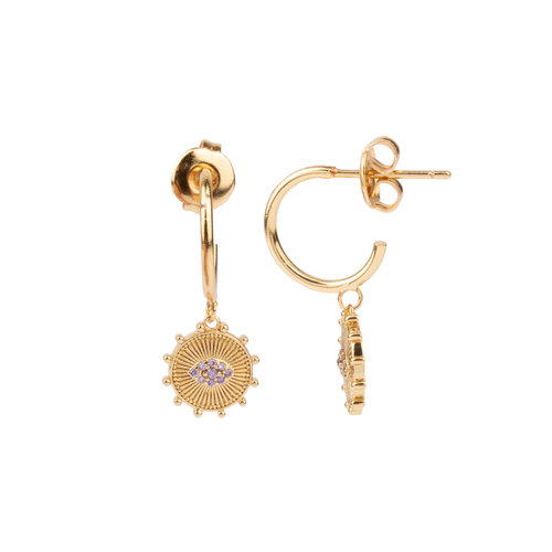 Aimé Goldplated Earring Circle Lilac Eye 