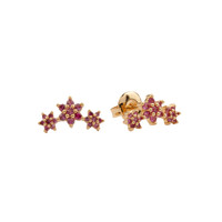 Aimé Goldplated Earrings Three Flowers Pink