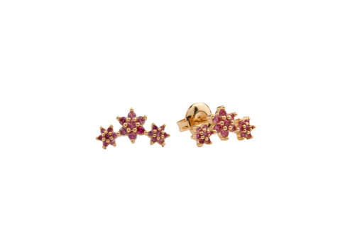 All the Luck in the World Aimé Goldplated Earrings Three Flowers Pink