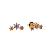 Aimé Goldplated Earrings Three Flowers Lilac