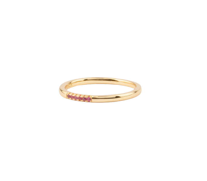 Jolie Ring Goldplated Sterling Silver Tiny Dots Pink