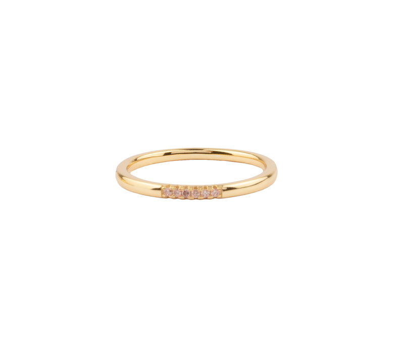 Jolie Ring Goldplated Sterling Silver Kleine Stippen Champagne