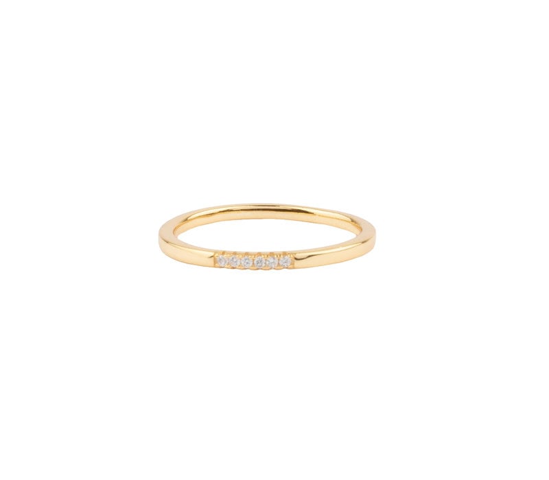 Jolie Ring Goldplated Sterling Silver Kleine Stippen Wit