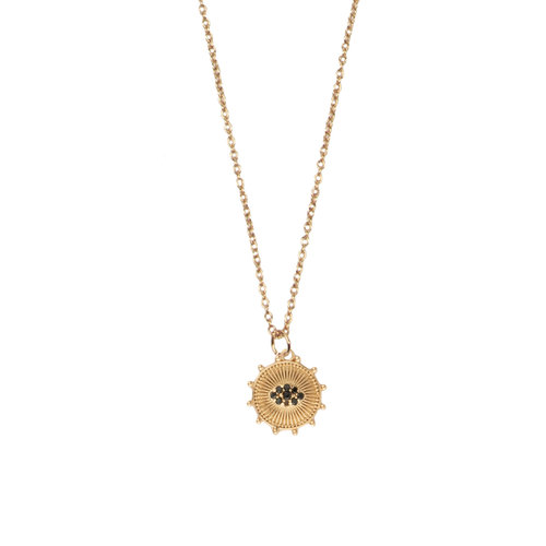 Aimé Goldplated Ketting Cirkel Zwart Oog 