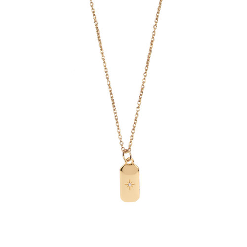 Aimé Goldplated Necklace Rectangle Star Clear 