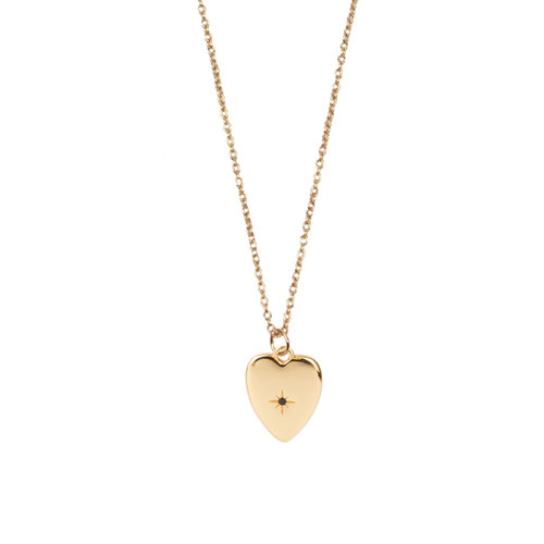 Aimé Goldplated Necklace Heart Star Black 