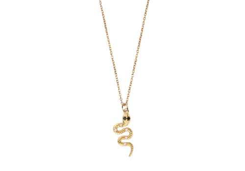 All the Luck in the World Aimé Goldplated Necklace Snake Lilac Black