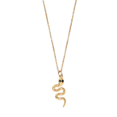 Aimé Goldplated Necklace Snake Lilac Black 