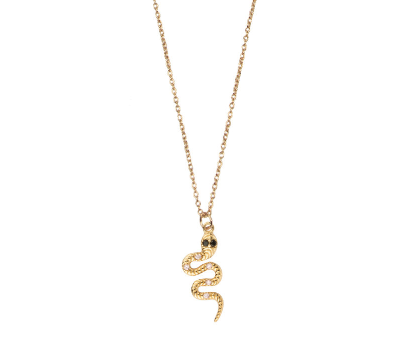 Aimé Goldplated Ketting Slang Lila Zwart