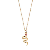 Aimé Goldplated Ketting Slang Zwart Roze