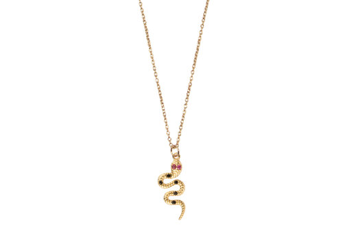 All the Luck in the World Aimé Goldplated Necklace Snake Black Pink