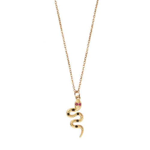 Aimé Goldplated Necklace Snake Black Pink 