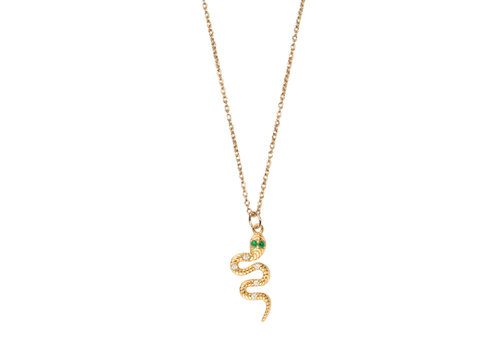 All the Luck in the World Aimé Goldplated Ketting Slang Transparant Groen