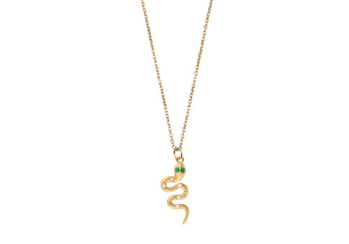 All the Luck in the World Aimé Goldplated Necklace Snake Clear Green