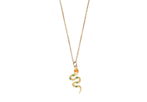 All the Luck in the World Aimé Goldplated Ketting Slang Groen Oranje