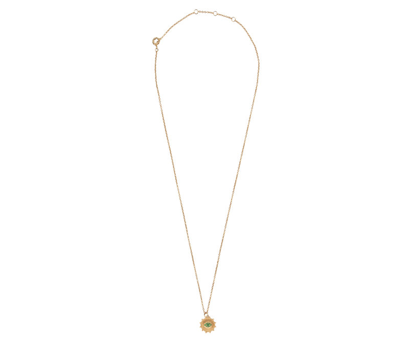 Aimé Goldplated Ketting Cirkel Groen Oog