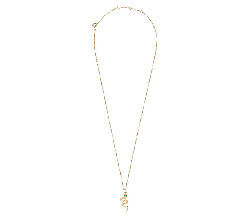 Aimé Goldplated Necklace Snake Clear Green
